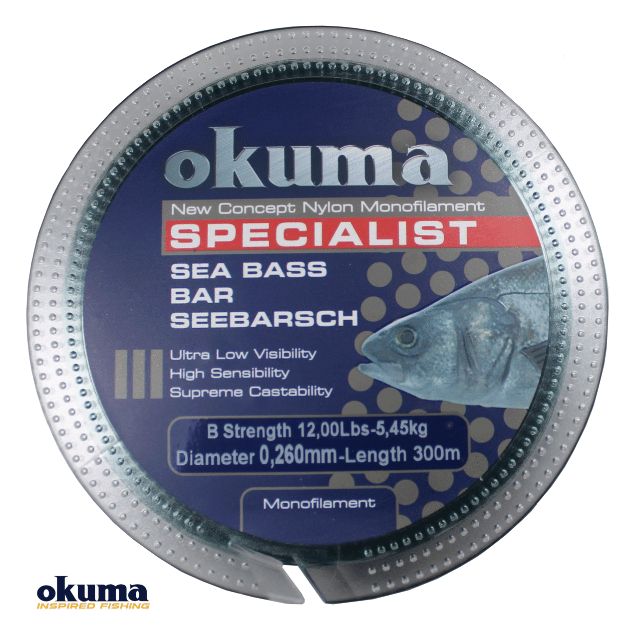 Okuma Seabass 300 mt 27,00 lb 12,27 kg 0,37 mm Moss Green Misina