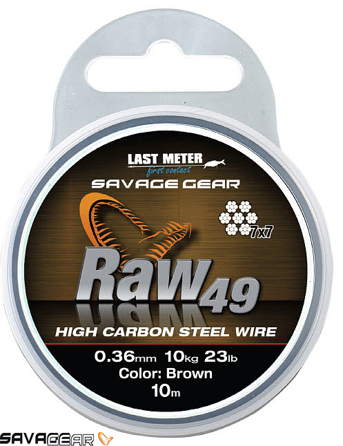 Savage gear Raw49 0.36 mm 11 kg 24 lb Uncoated Brown 10 m Çelik Tel